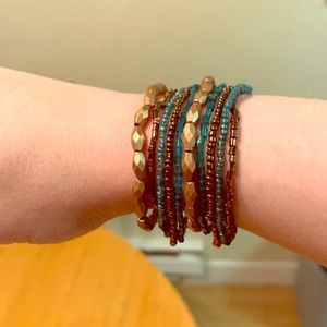 ✨2XHP✨ 10 beaded bracelets brown turquoise